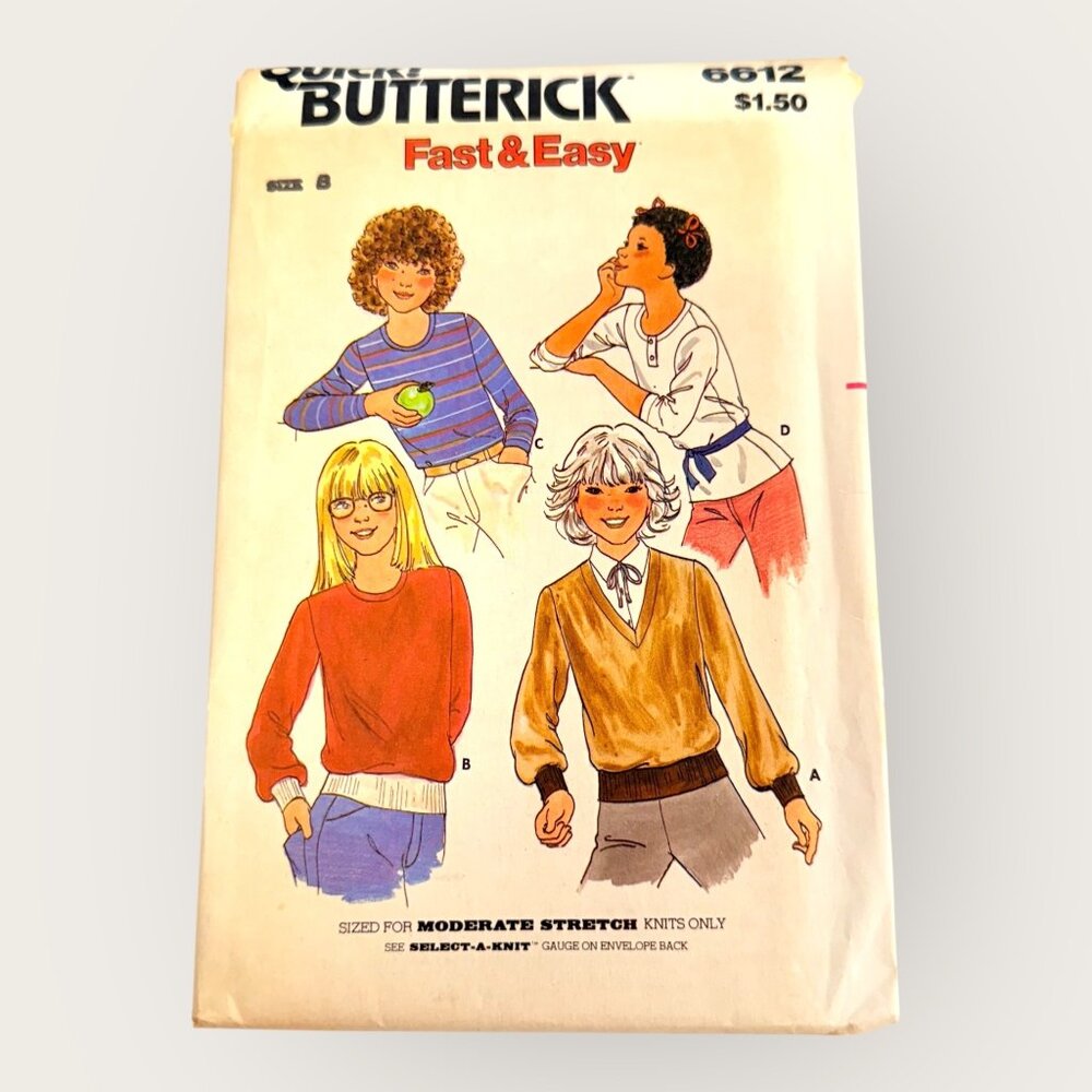 Vintage Butterick Sewing Pattern 6612 Girls Top Size 10-14